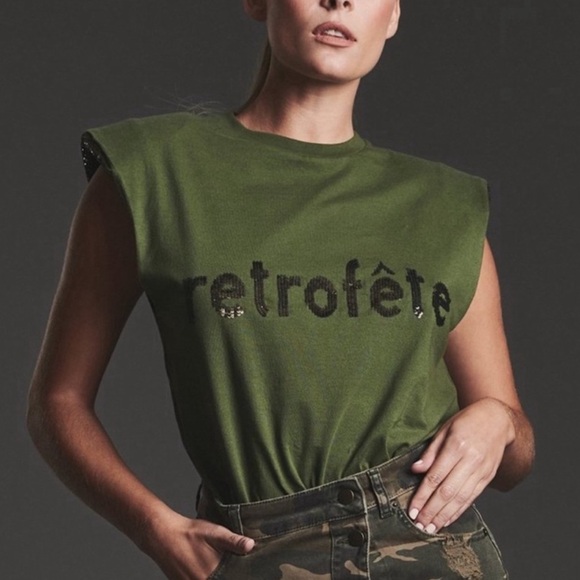 Retrofete Tops - Retrofete Eliana Green Sequin Embellished Women's Top